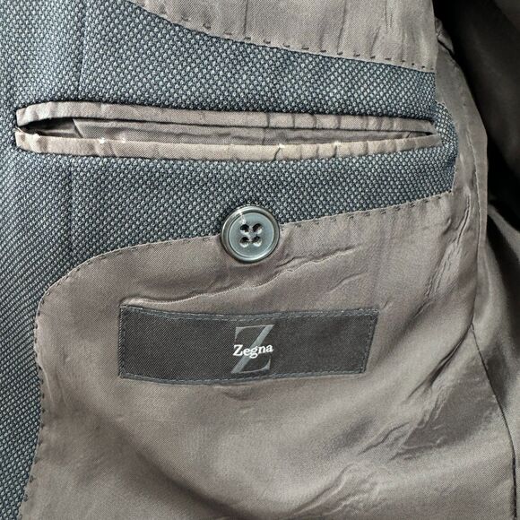Z ZEGNA Dark Brown Gray 2 Button City Blazer Size 42R - Picture 11 of 12